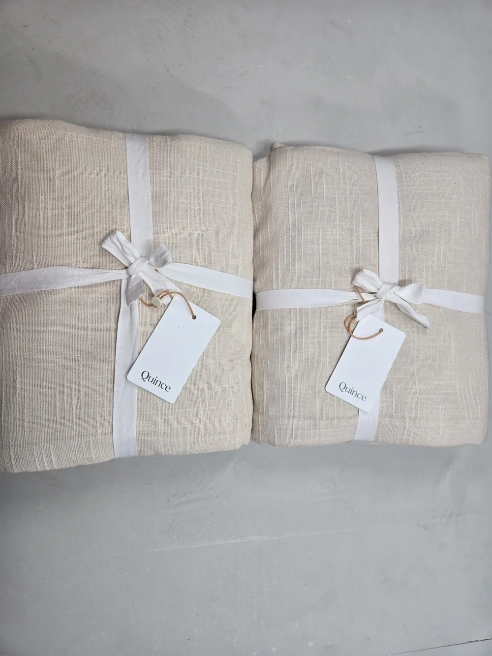 NWT QUINCE Set Of 2 48x84 Cotton Slub Blackout Curtains Natural 0778